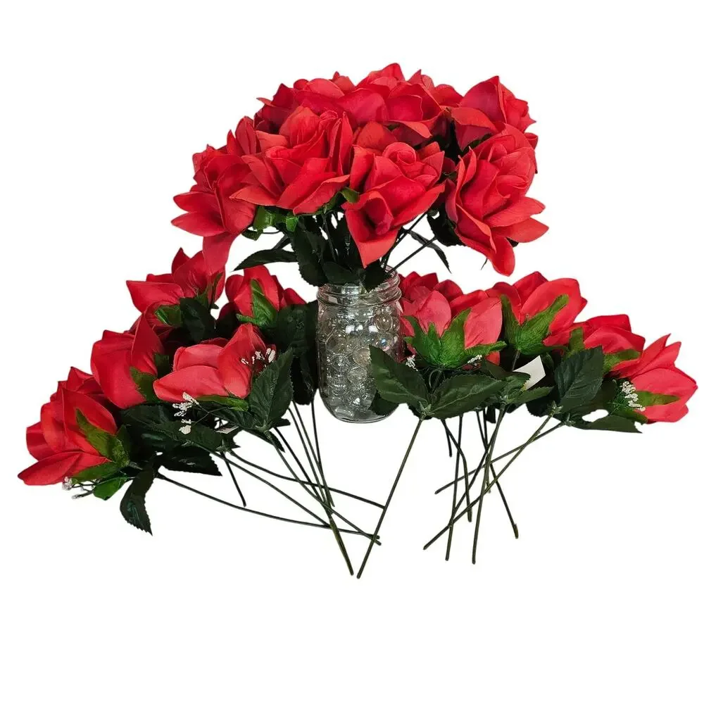 Red Silk Artificial Rose Flowers Stems Wedding Craft 3